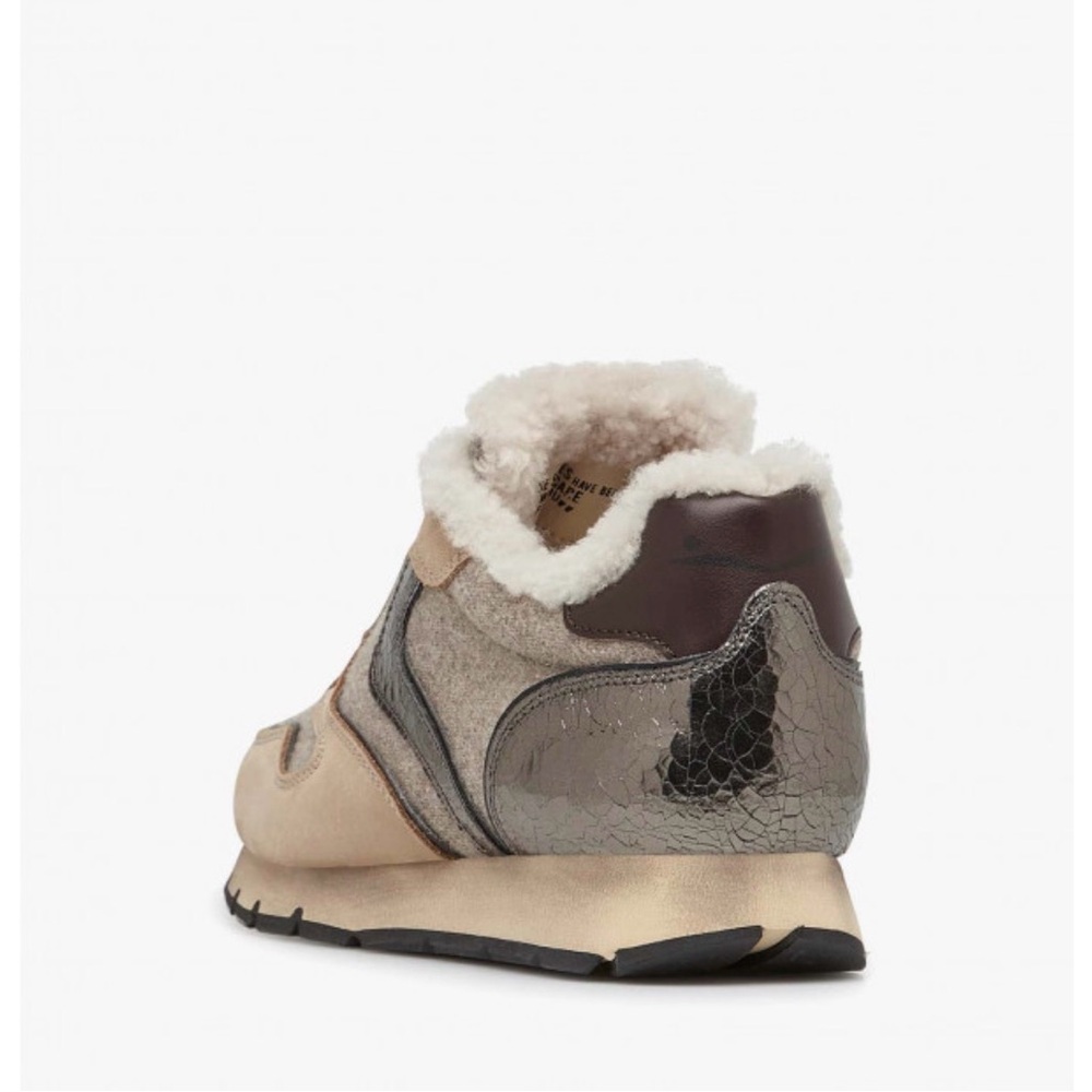 NWT VOILE BLANCHE JULIA Fur Leather And Fabric Sneakers in BEIGE - Picture 4 of 16